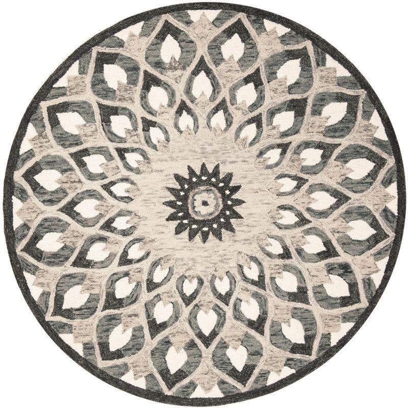 Novelty NOV603 Hand Tufted Area Rug - Charcoal/Ivory - 6' Round - Safavieh.