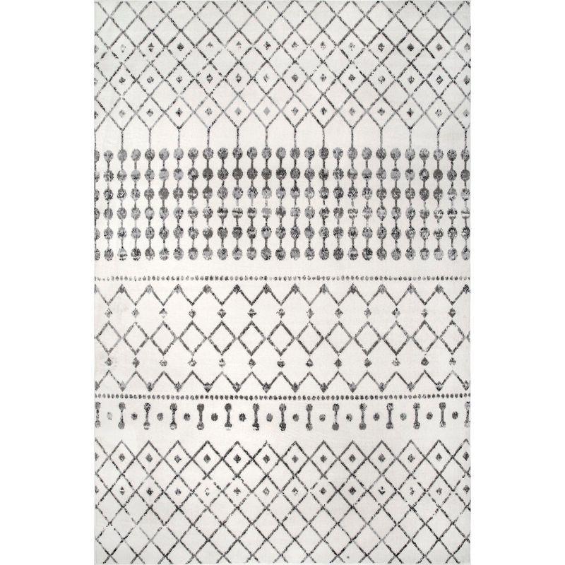 Kateshia Moroccan HYPE Boho Vintage Diamond Cream/Gray Rug