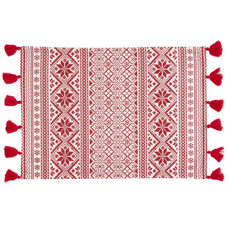 Saro Lifestyle Cotton Placemats With Christmas Pattern (Set of 4)