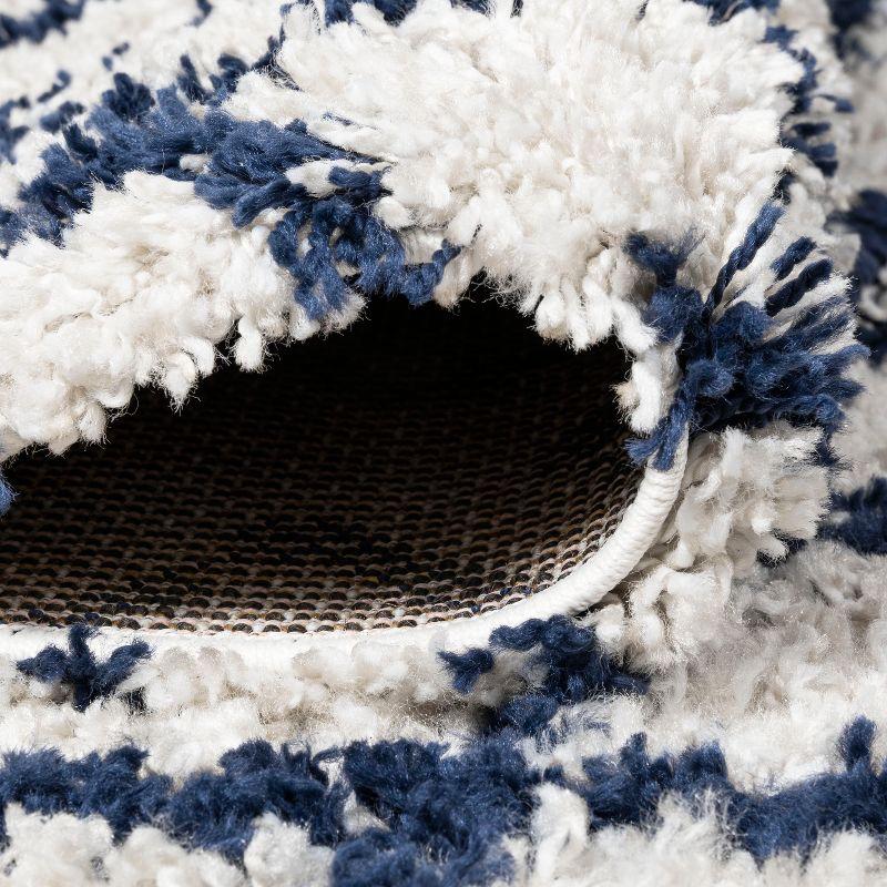 3'x5' Sineu Moroccan Diamond Shag Area Rug, Beige/Navy - JONATHAN Y