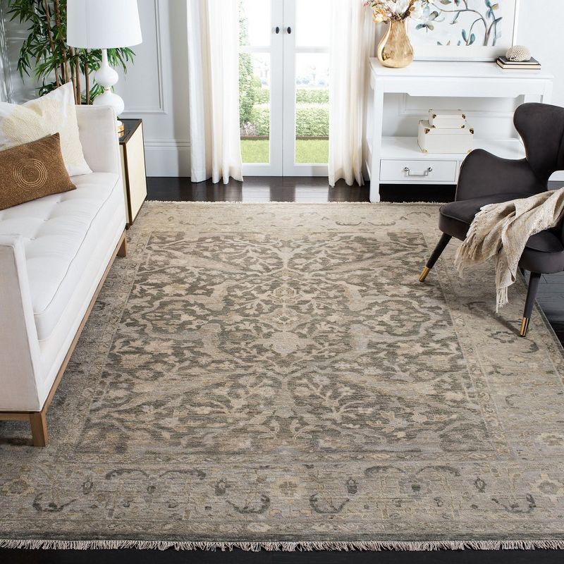 Sultanabad Inspired 9' x 12' Hand-Knotted Gray Wool Area Rug