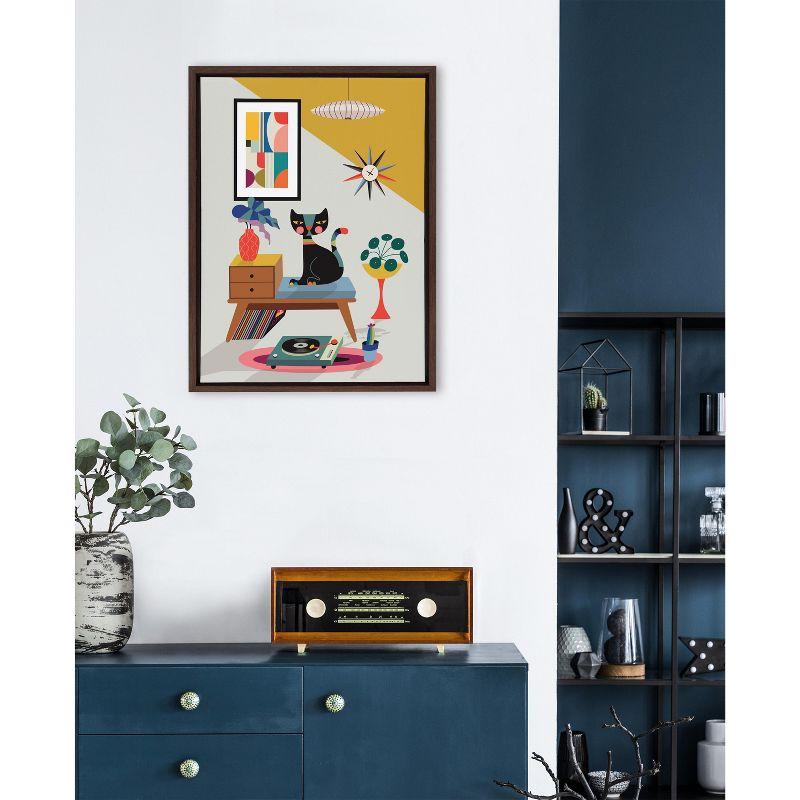 Kate and Laurel Sylvie Record Player Framed Canvas by Rachel Lee of My Dream Wall