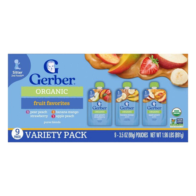 Gerber Stage 2 Organic Baby Food Pouches - Fruit & Veggie Value Pack - 3.5oz/9pk