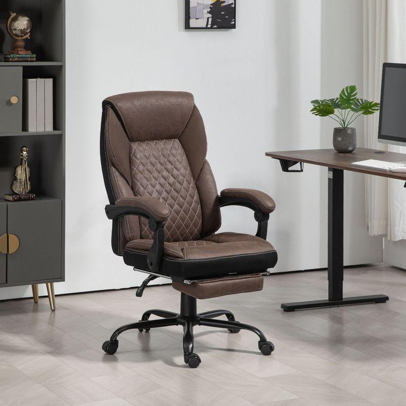 HOMCOM Executive Office Chair with Footrest, High Back Desk Chair, Reclining Swivel Chair, Height Adjustable, Dark Brown