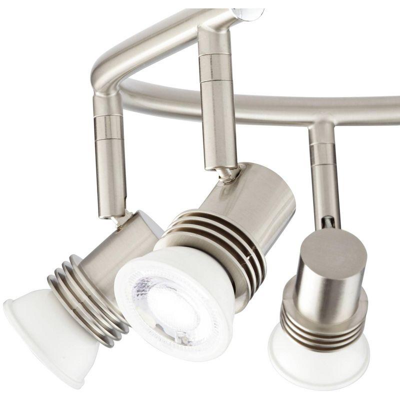 Pro Track 5-Head LED Ceiling Track Light Fixture Kit GU10 Directional Silver Brushed Nickel Finish Metal Industrial Spiral Kitchen 15 3/4" Wide