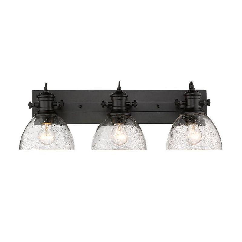 Transitional Seeded Glass 3-Light Vanity in Black and Bronze