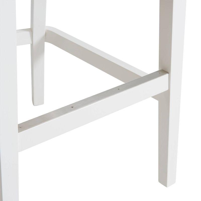 White Wood Swivel Bar Height Stool with Backrest