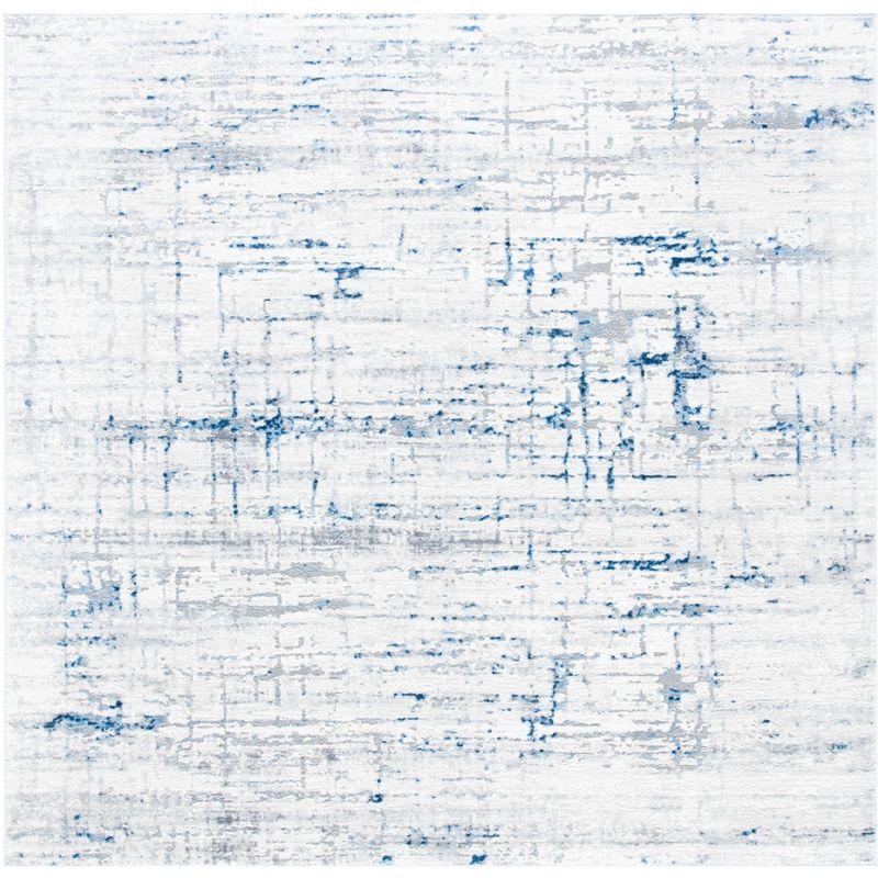 Amelia Ivory and Blue Abstract Square Area Rug