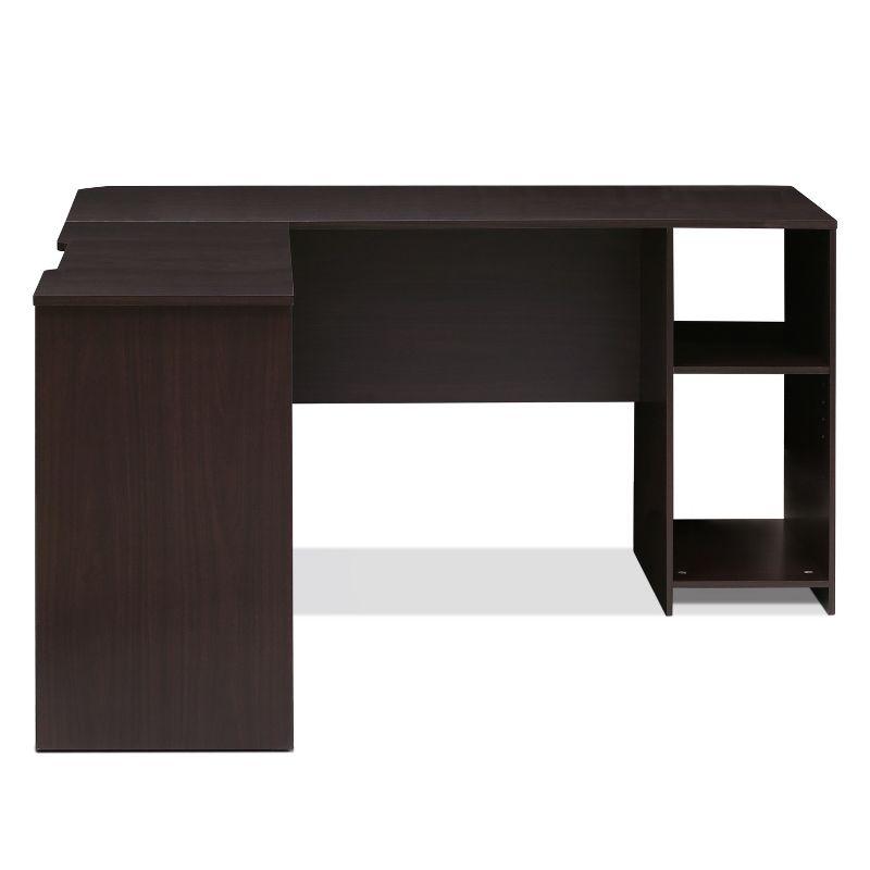 Furinno L-Shaped Computer Desk Study Gaming Table Corner Workstation with Open Bookshelves,Espresso