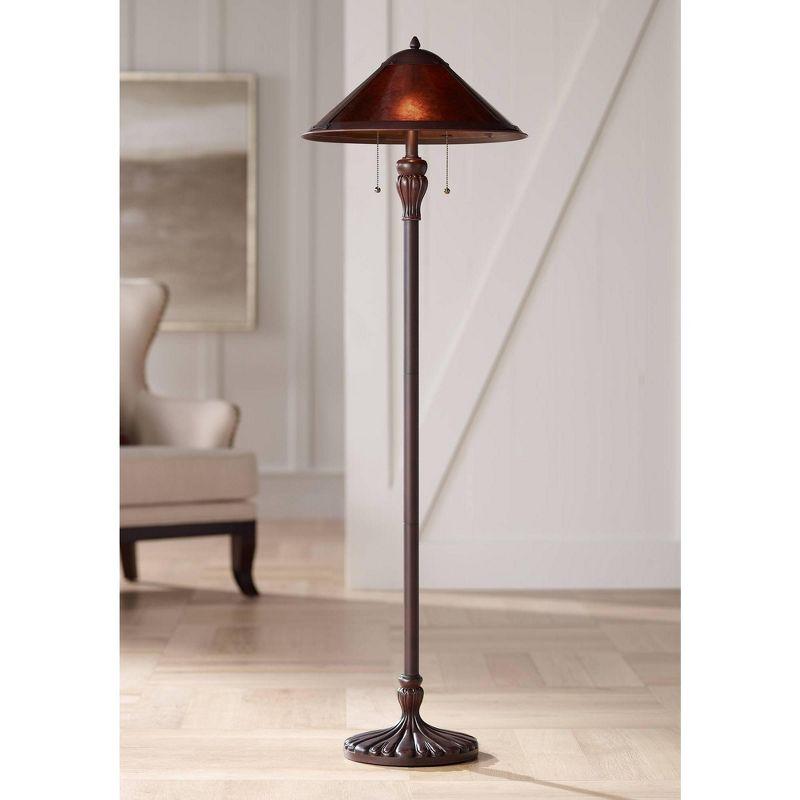 Regency Hill Capistrano Rustic Mission Floor Lamp Standing 57 1/2" Tall Bronze Metal Natural Mica Cone Shade for Living Room Bedroom Office House Home