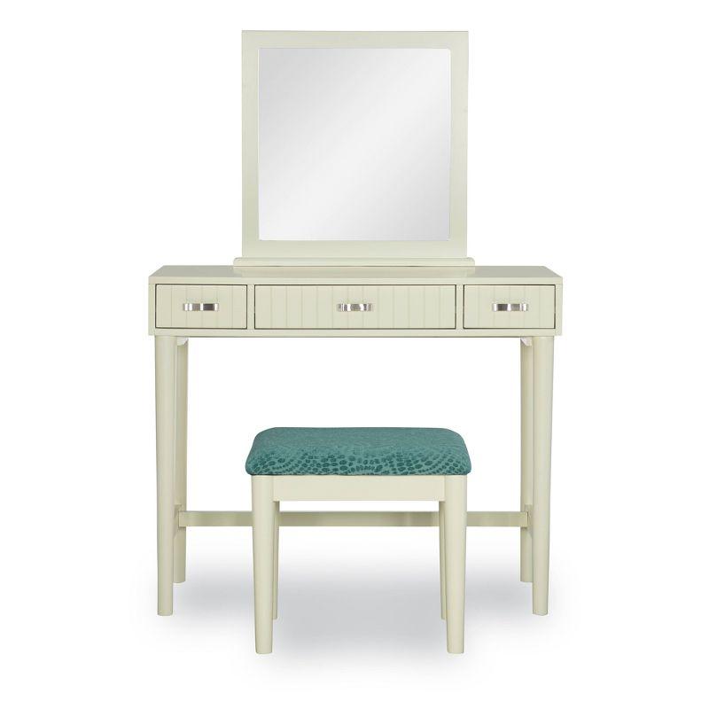 Garbo Traditional Wood Vanity Set with Upholstered Stool & Mirror - Linon: Elegant Bedroom Furniture