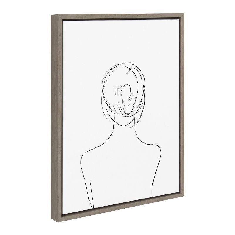 Kate and Laurel Sylvie Minimalist Woman Framed Canvas by Teju Reval of SnazzyHues, 18x24, Gray