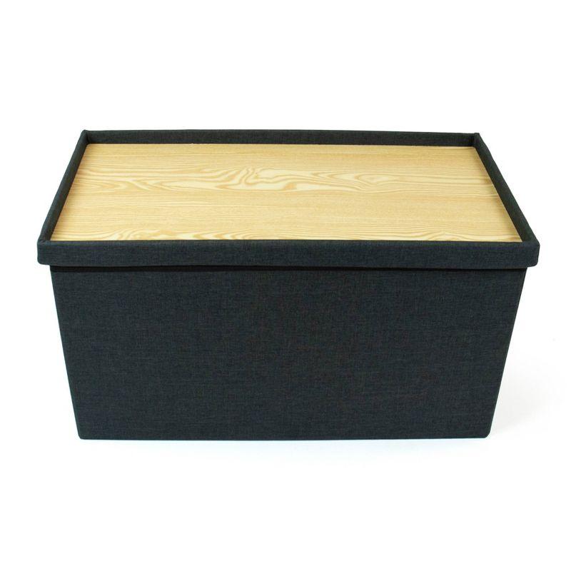 Heathered Storage Ottoman with Reversible Tray Cover - Humble Crew