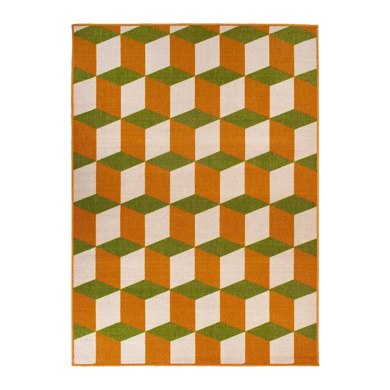 World Rug Gallery Contemporary Geometric Flatweave Indoor/Outdoor Area Rug - ORANGE 5' X 7':  Quick Dry,  UV Resistant