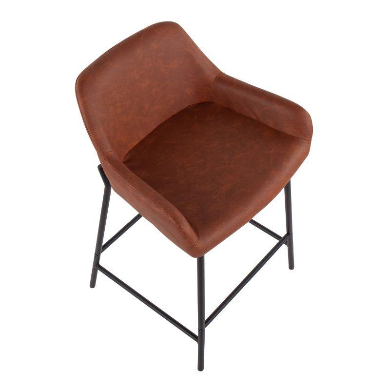 Set of 2 Daniella Metal/Faux Leather Counter Height Barstools Black/Camel - LumiSource: Padded, With Back, Fixed Height