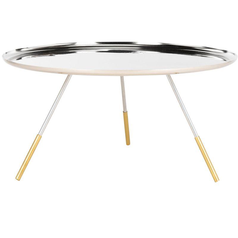 Orson Coffee Table with Metal Gold Cap - Silver/Gold - Safavieh