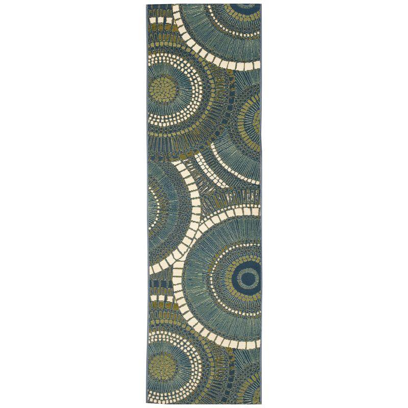 Azure Mosaic Elegance Round Indoor/Outdoor Rug