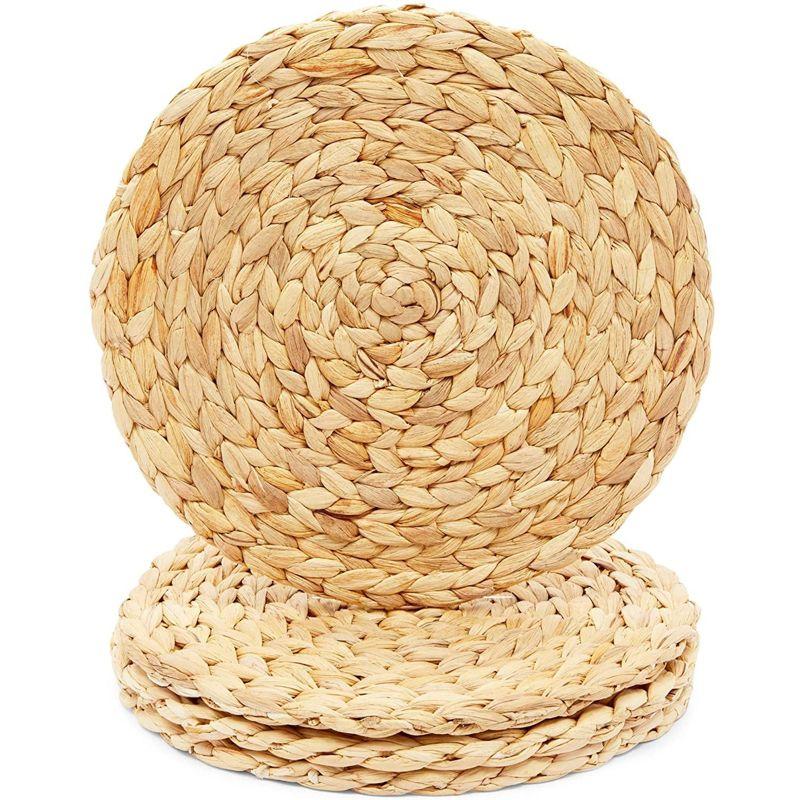 Farmlyn Creek 4 Pack Jute Woven Hyacinth Round Placemats for Table (11.8 in)