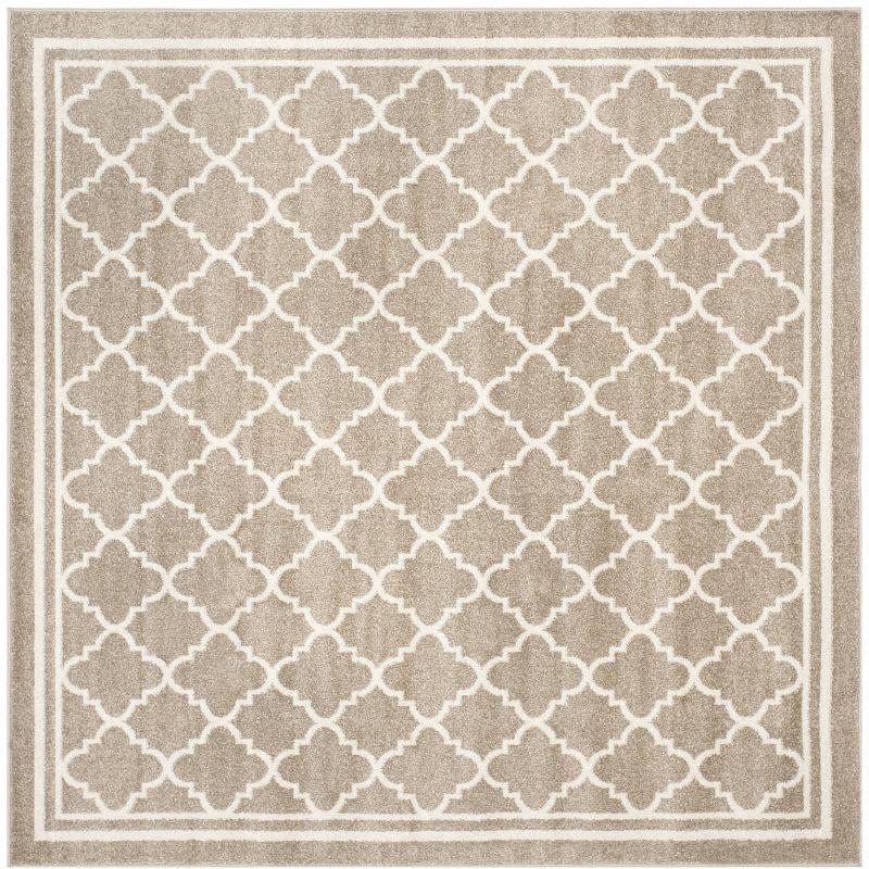 Amherst AMT422 Power Loomed Indoor Area Rug - Wheat/Beige - 7'x7' - Safavieh