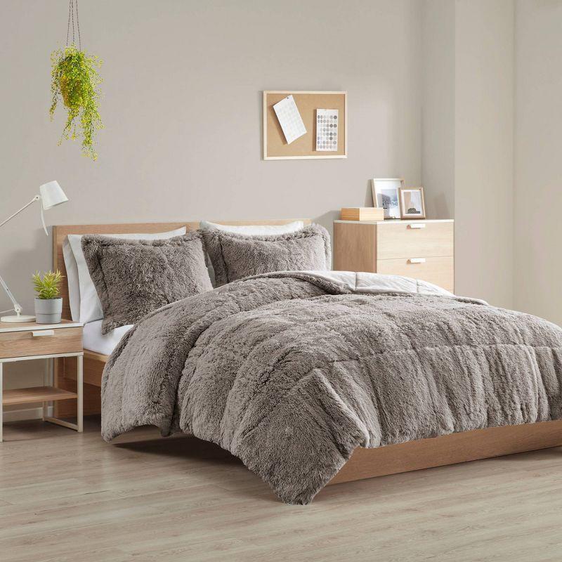 Intelligent Design Malea Shaggy Faux Fur Comforter Mini Set
