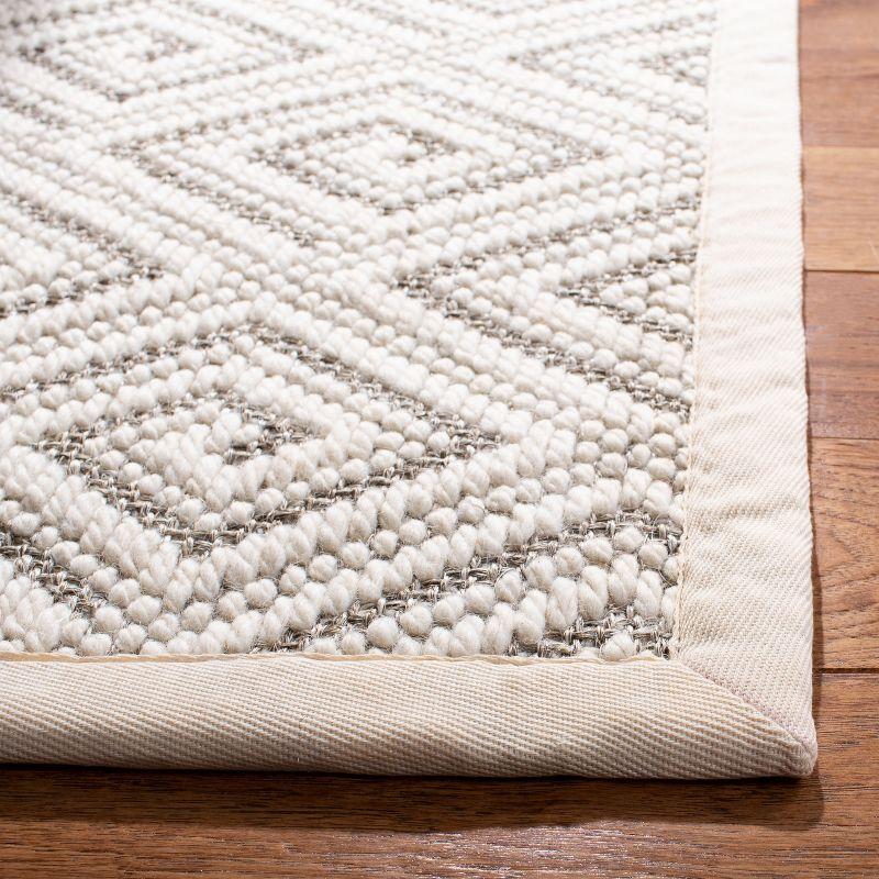 Ivory Geometric Hand-Knotted Wool Area Rug, 3' x 5'