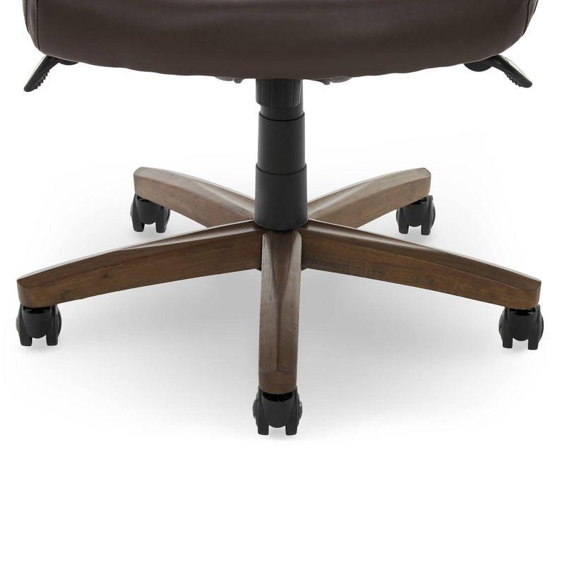 Greyson Modern Executive High-Back Office Chair with Solid Wood Arms and Lumbar Support