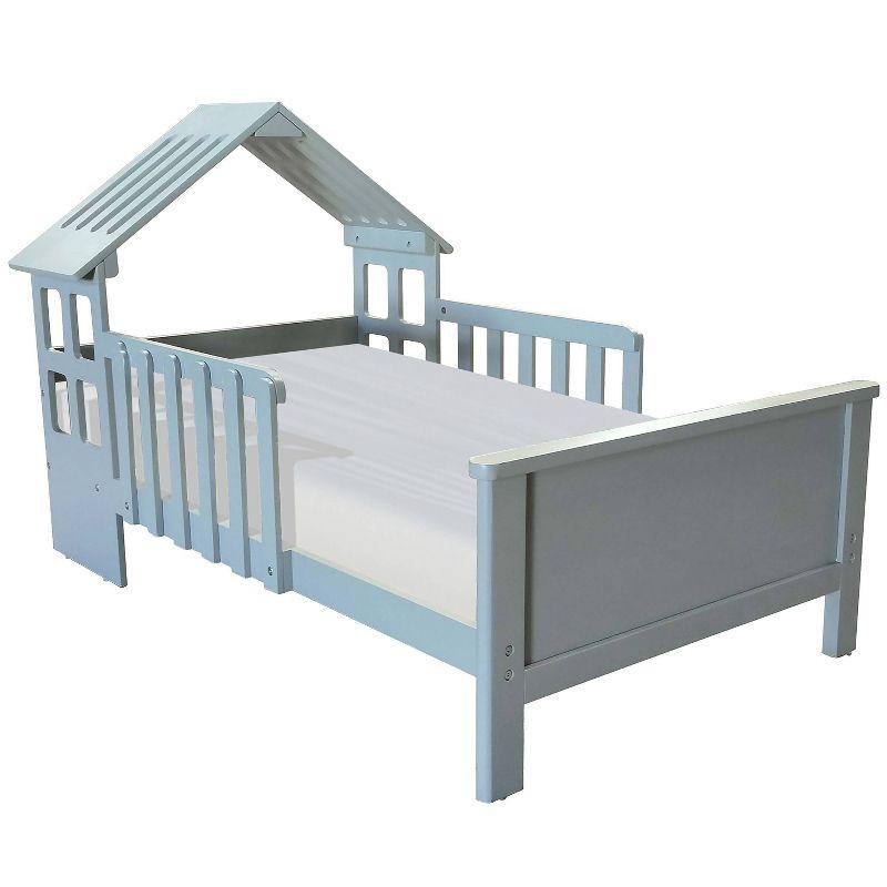 Silver Pine House-Shaped Toddler Bed with Guard Rails