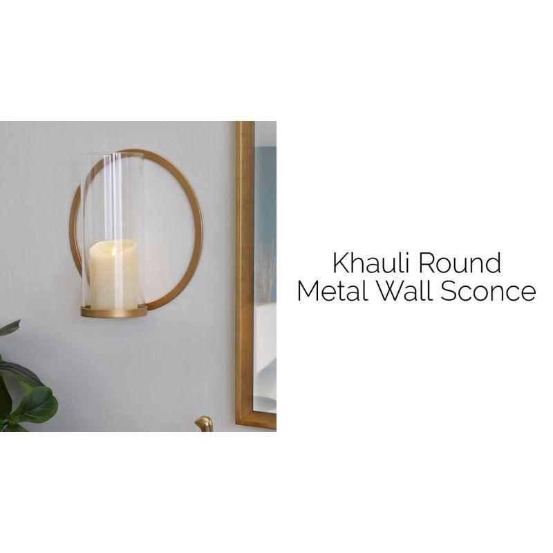 Kate and Laurel Khauli Round Metal Wall Sconce, 12" Diameter, Gold