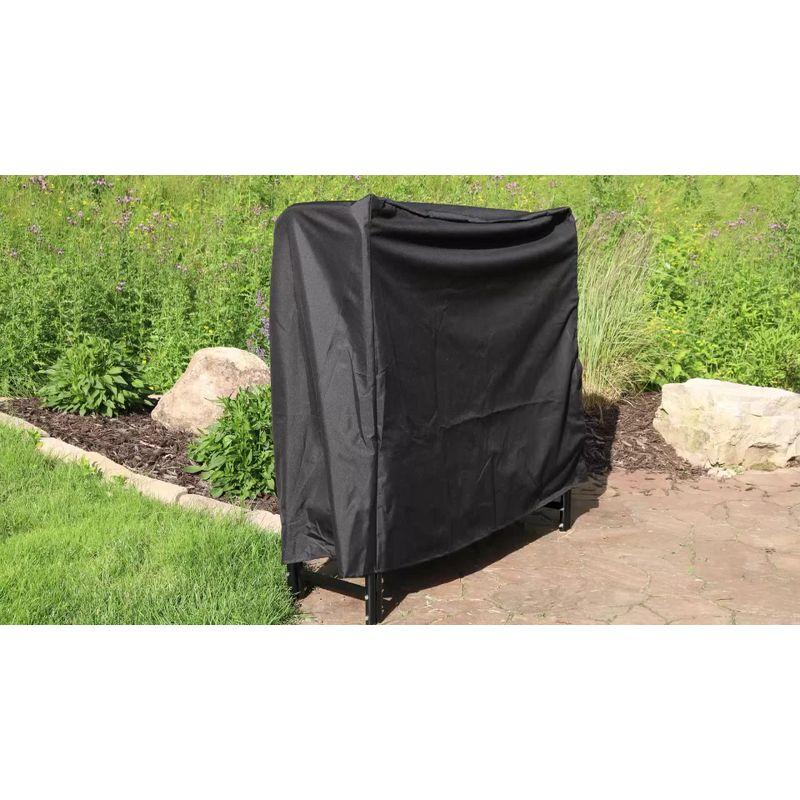 Sunnydaze Outdoor Heavy-Duty Steel Firewood Log Rack Holder and Weather-Resistant Polyester Log Rack Cover - 4' - Black