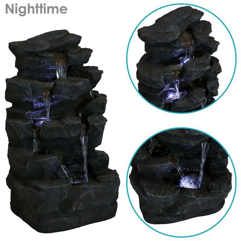 Sunnydaze 24"H Electric Polyresin Grotto Falls Outdoor Water Fountain with LED Lights