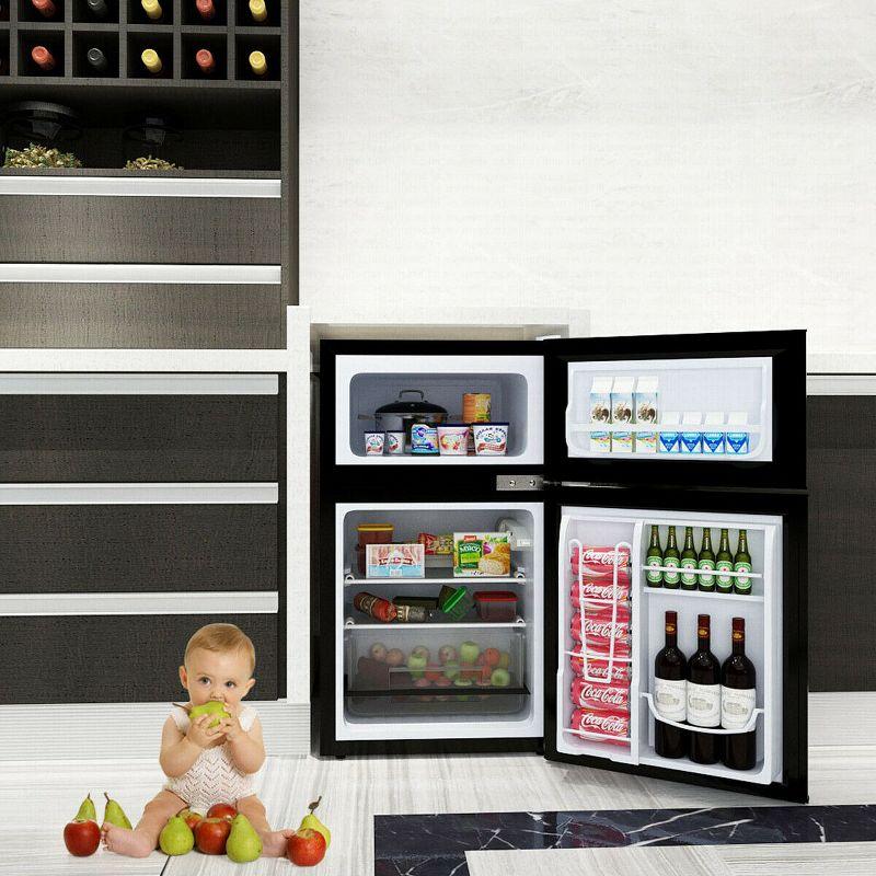 Costway Costway 3.2 Cubic Feet Portable Freestanding Mini Fridge with Freezer