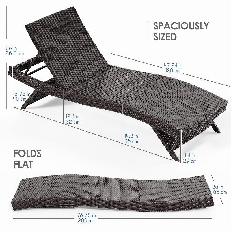 Premium Outdoor Patio Wicker Chaise Lounge Chair Set Of 2