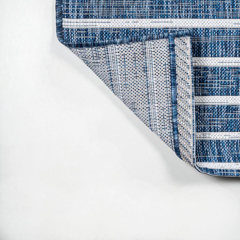 2'x8' Sukie Modern Offset Stripe Indoor/Outdoor Runner Rug, Blue/Ivory - JONATHAN Y