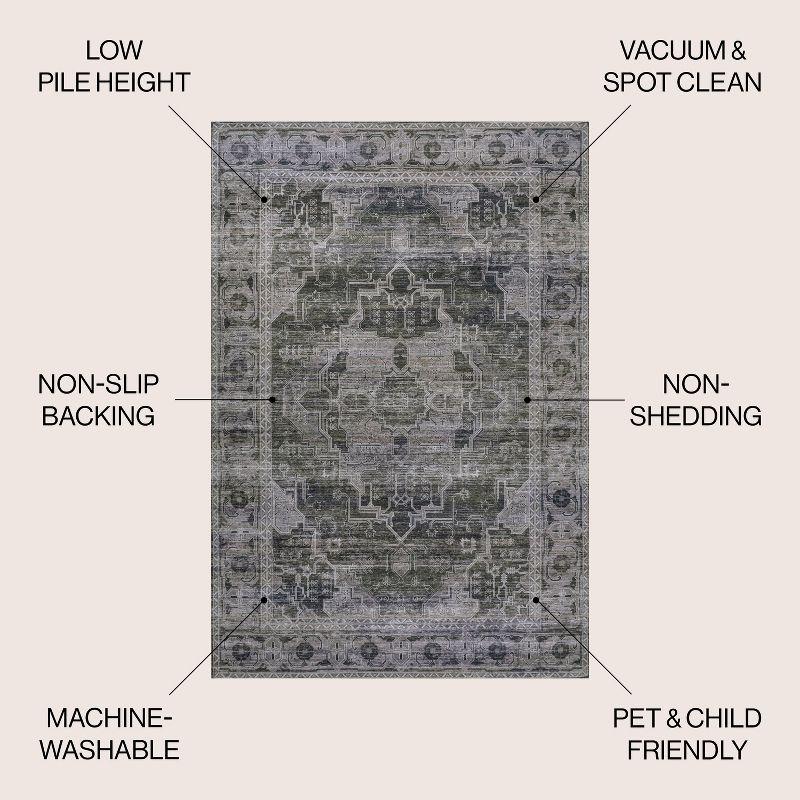 Alanya Ornate Medallion Washable Area Rug - JONATHAN Y