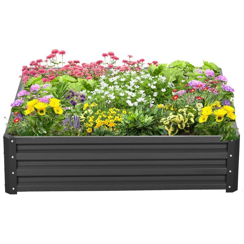 Gray Galvanized Steel Raised Garden Bed for Outdoor Use