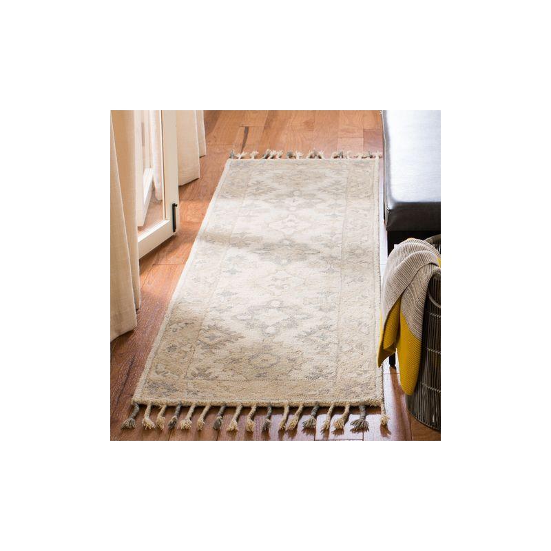 Gray Geometric Handmade Wool Runner Rug