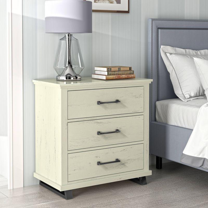 32'' Nightstand Saw Cut Off-White - Festivo