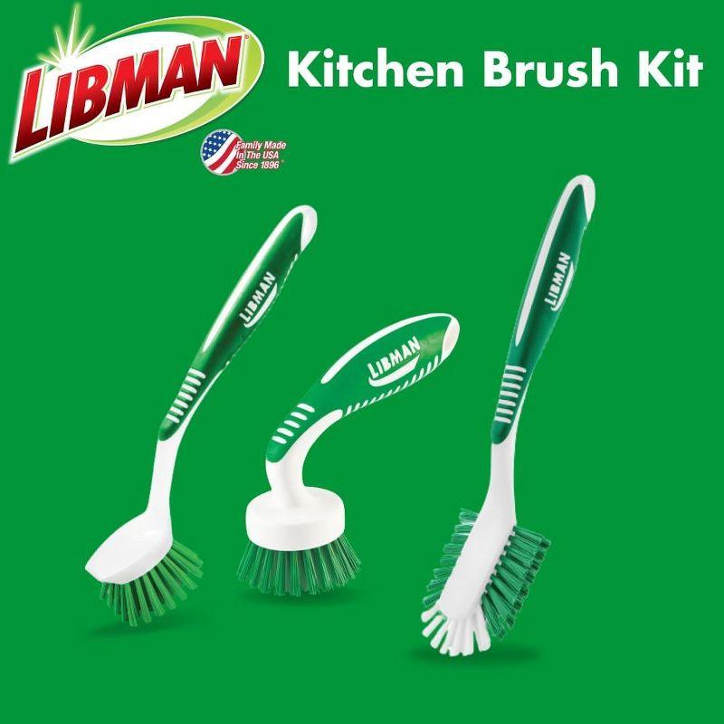 Libman Scrub Brush Kit | for Grout, Tile, Bathroom, Carpet, Kitchen, and Household Messes | Strong Fibers for Tough Cleaning