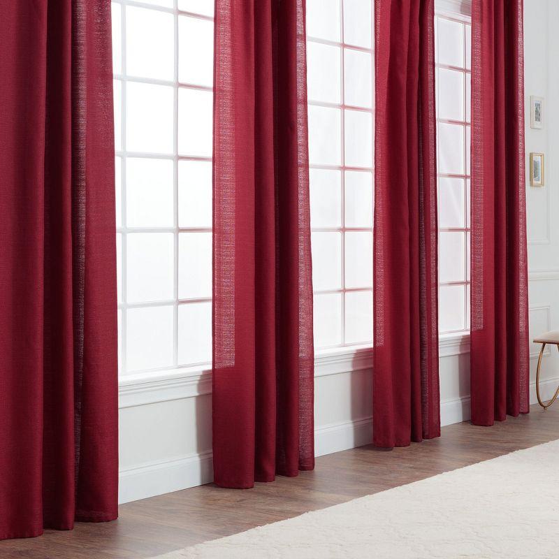 Chanasya 2pk Faux Belgian Flax Semi Sheer Window Curtain Panels - Set of 2