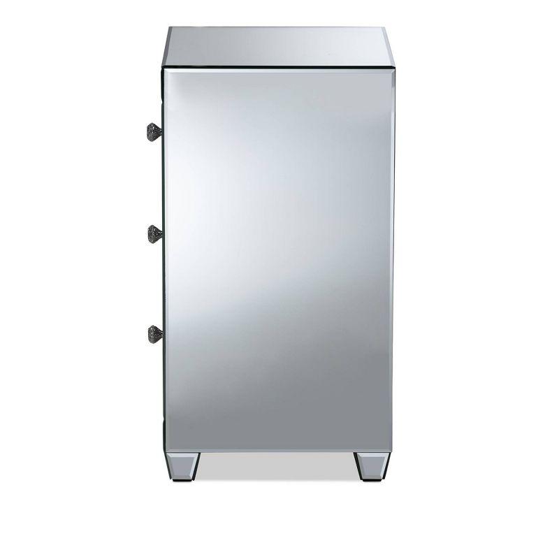 Ralston 3 Drawers Mirrored Nightstand - Baxton Studio