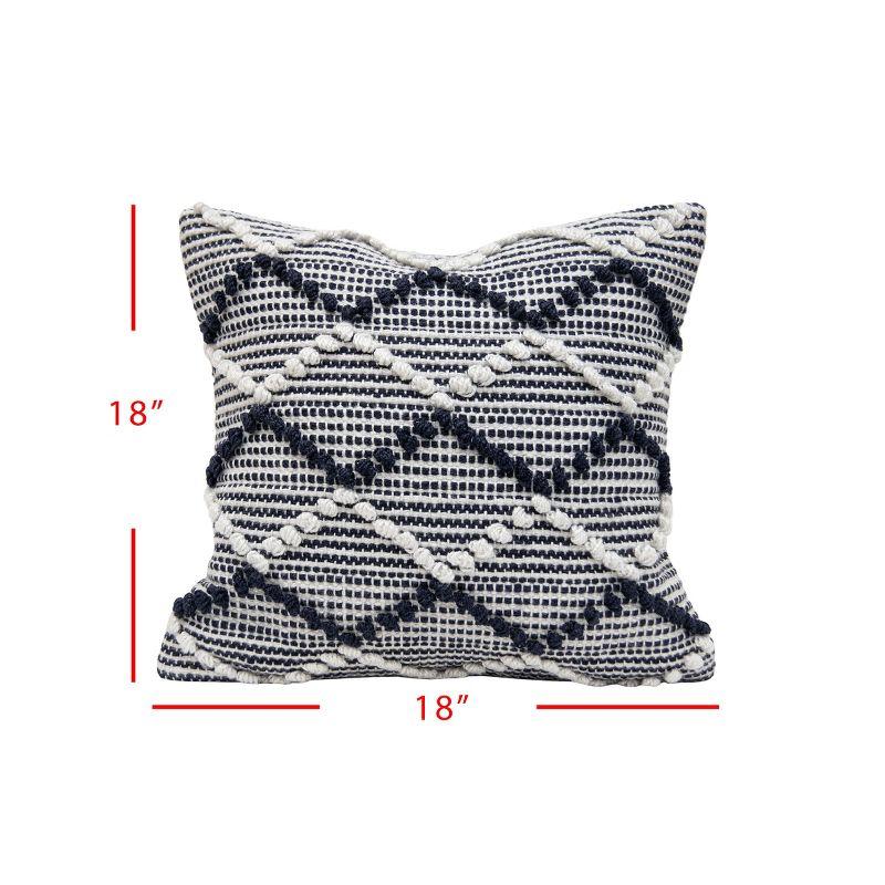 18x18 Inches Hand Woven Blue Polyester with Polyester Fill Pillow - Foreside Home & Garden