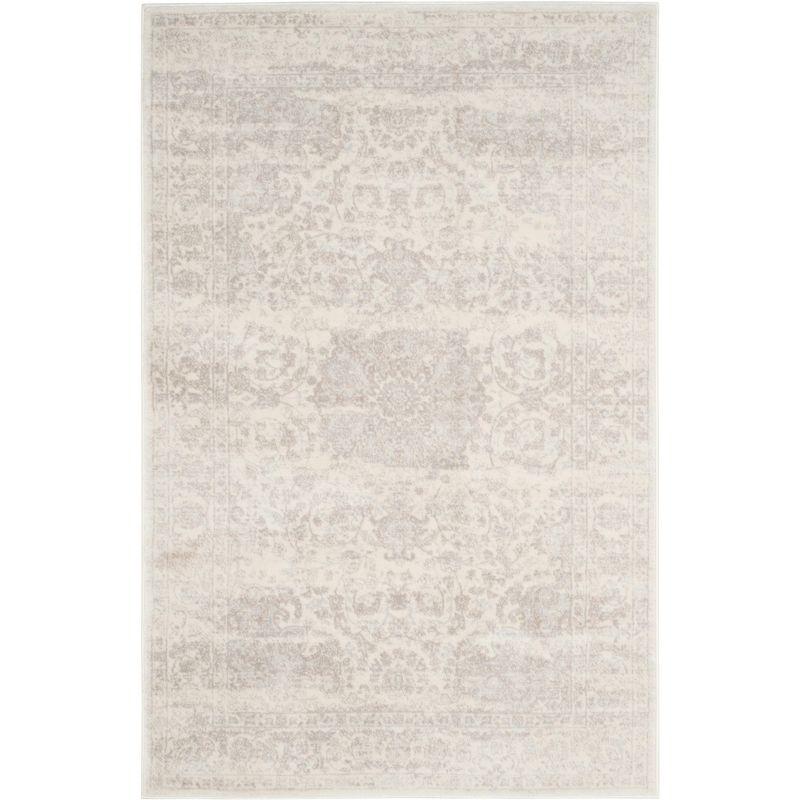 Carnegie Cream and Light Grey Rectangular Synthetic Rug