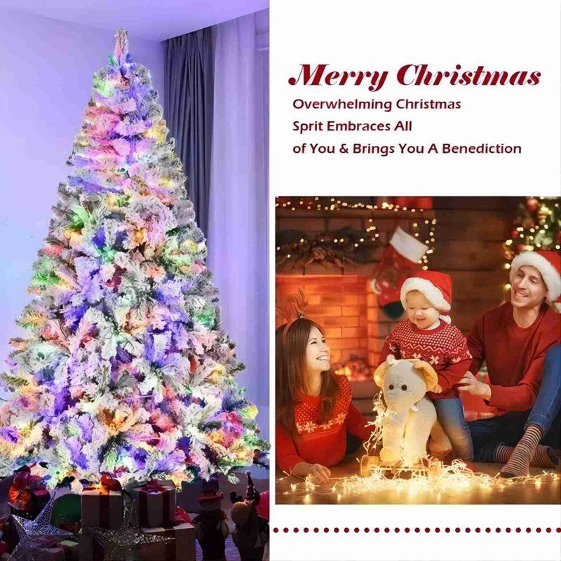 Best Choice Products Snow Flocked Christmas Tree, Premium Holiday Pine Branches, Foldable Metal Base