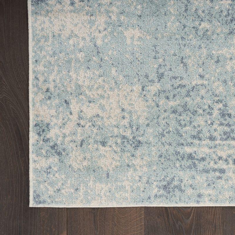 Nourison Astra Machine Washable Modern Abstract Indoor Rug Blue Ivory 2'2" x 8'