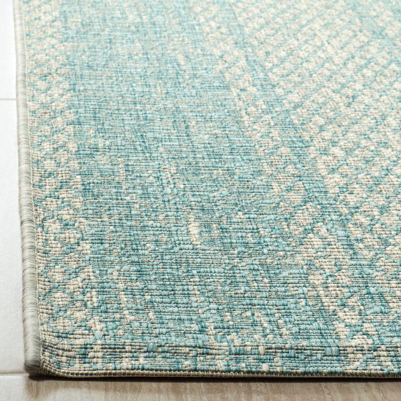 Courtyard CY8736 Power Loomed Indoor and Outdoor Area Rug - Light Grey/Aqua - 4'x5'7" - Safavieh
