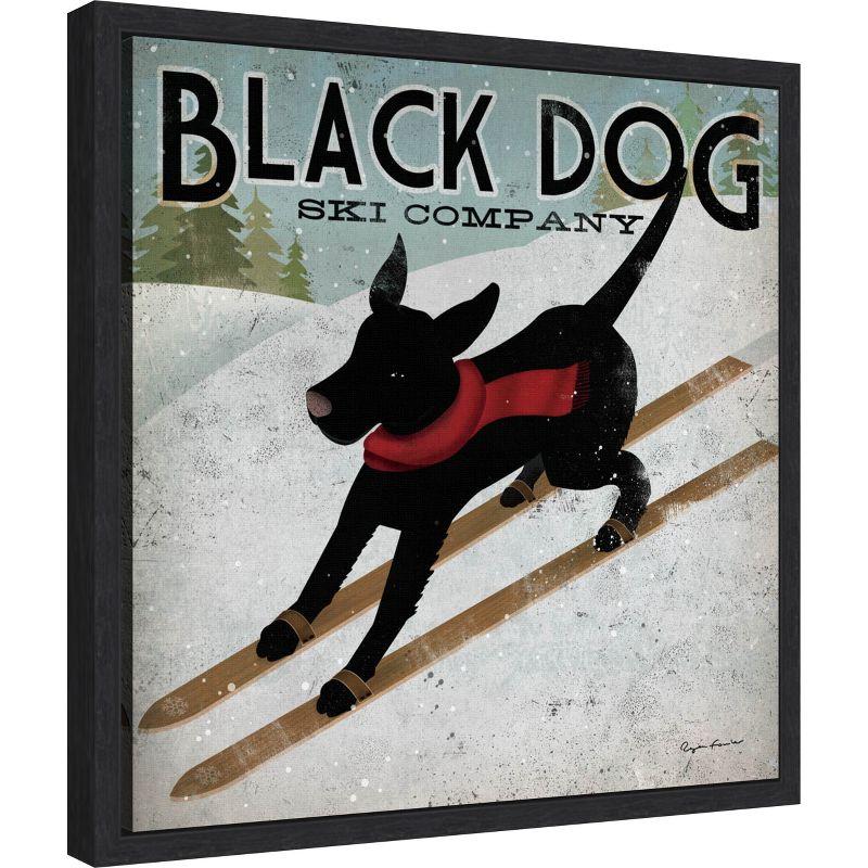 Amanti Art Black Dog Ski Co (square) by Ryan Fowler Canvas Wall Art Print Framed 16-in. x 16-in. in Sylvie Black