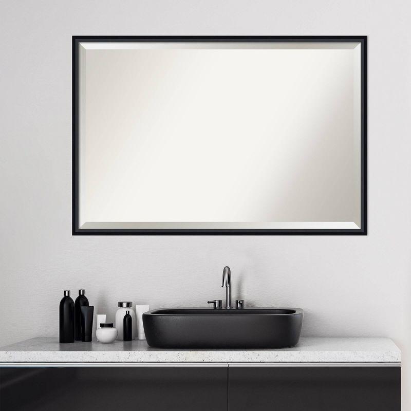 37&#34; x 25&#34; Lucie Framed Bathroom Vanity Wall Mirror Black - Amanti Art