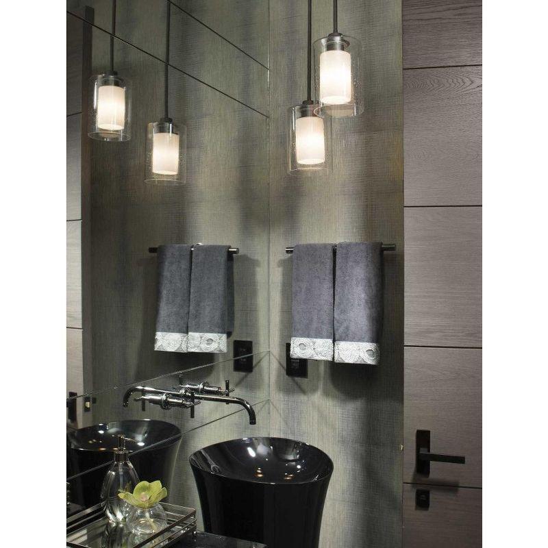 Elegant Polished Chrome Mini-Pendant with Seeded & Etched Glass