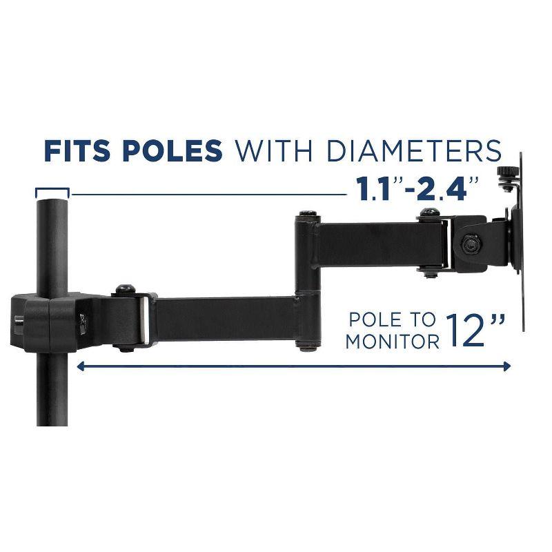 Mount-It! Universal VESA Pole Mount with Articulating Arm | Full Motion TV Pole Mount Bracket | VESA 75 100 | Fits TVs or Monitors Up to 32 Inches