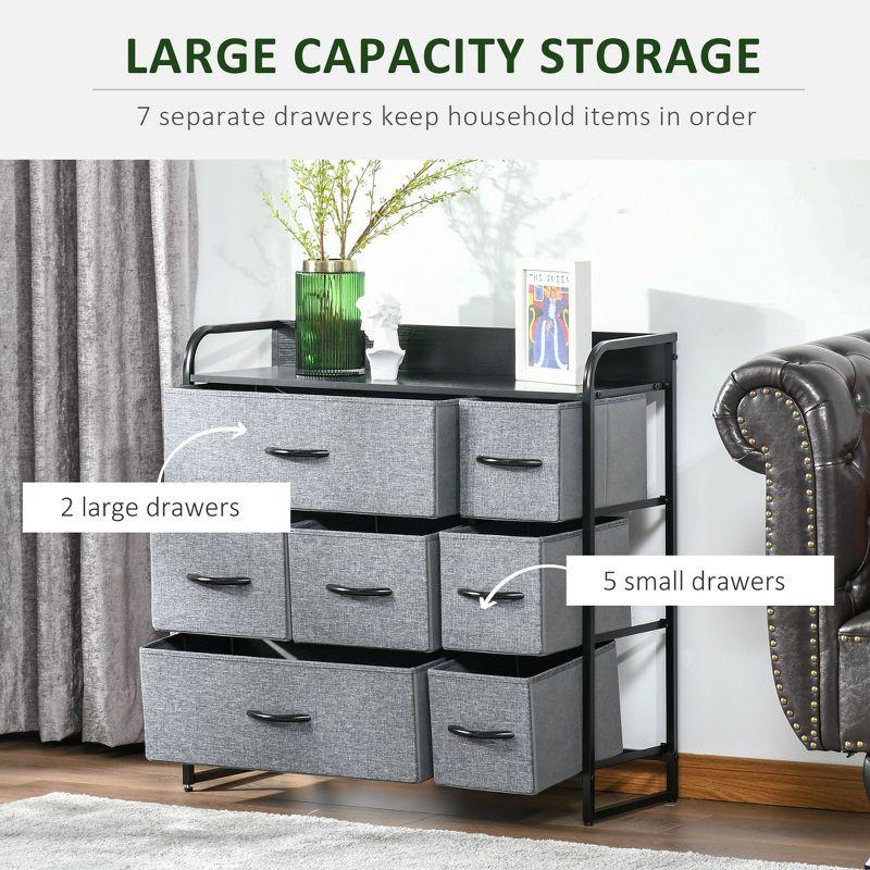 Red Barrel Studio® 7-Drawer Dresser, Fabric Chest Of Drawers, 3-Tier Storage Organizer For Bedroom Entryway, Tower Unit With Steel Frame Wooden Top